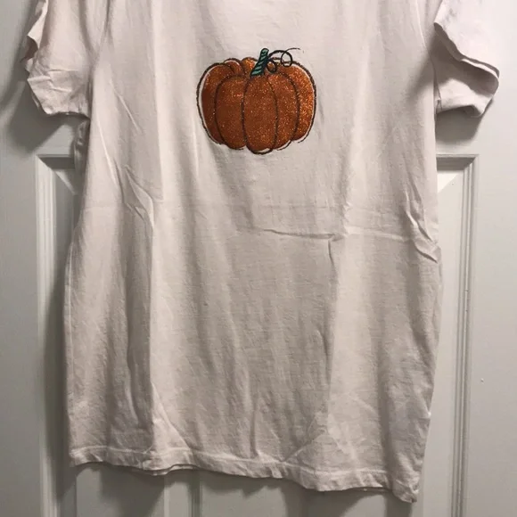 🌎 $35 SALE 🌎 NWOT J. Crew Factory Glitter pumpkin graphic tee - Picture 3 of 8